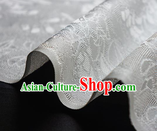 Traditional Chinese Classical Cirrus Flowers Pattern Design White Silk Fabric Ancient Hanfu Dress Silk Cloth Traditional Chinese Classical Cirrus Flowers Pattern Design White Silk Fabric Ancient Hanfu Dress Silk Cloth