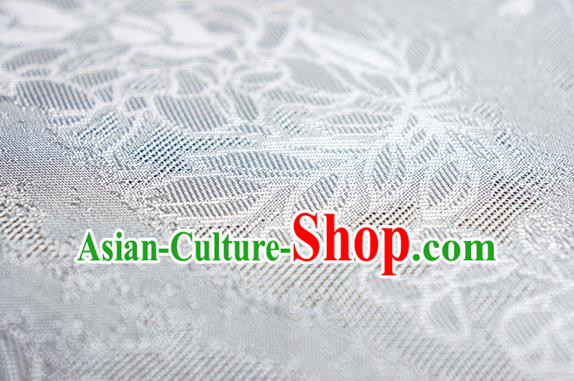 Traditional Chinese Classical Cirrus Flowers Pattern Design White Silk Fabric Ancient Hanfu Dress Silk Cloth Traditional Chinese Classical Cirrus Flowers Pattern Design White Silk Fabric Ancient Hanfu Dress Silk Cloth