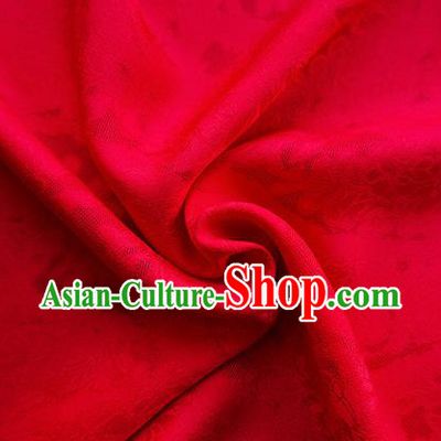 Traditional Chinese Classical Cirrus Flowers Pattern Design Red Silk Fabric Ancient Hanfu Dress Silk Cloth