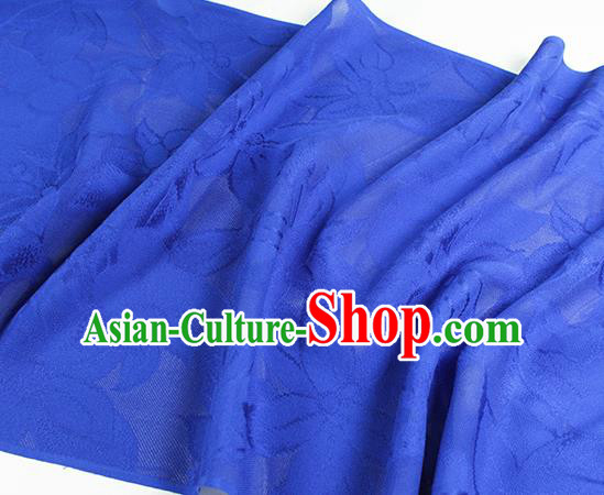 Traditional Chinese Classical Lily Flowers Pattern Design Royalblue Silk Fabric Ancient Hanfu Dress Silk Cloth Traditional Chinese Classical Lily Flowers Pattern Design Royalblue Silk Fabric Ancient Hanfu Dress Silk Cloth