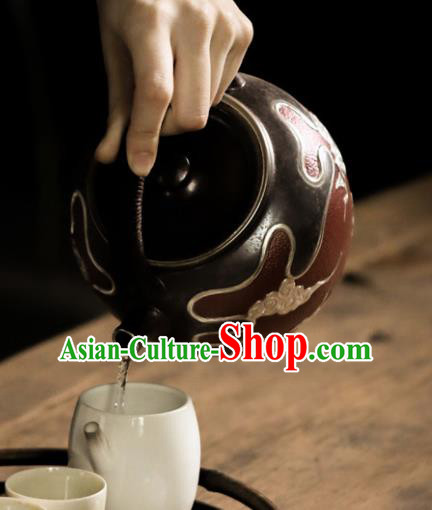 Traditional Chinese Handmade Kung Fu Zisha Teapot Enameled Dark Red Clay Pottery Teapot Traditional Chinese Handmade Kung Fu Zisha Teapot Enameled Dark Red Clay Pottery Teapot
