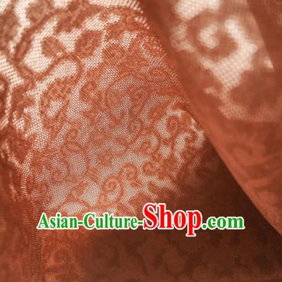 Traditional Chinese Classical Crpress Vine Pattern Design Brown Silk Fabric Ancient Hanfu Dress Silk Cloth