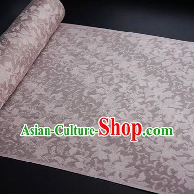 Traditional Chinese Classical Iris Flowers Pattern Design Pink Silk Fabric Ancient Hanfu Dress Silk Cloth