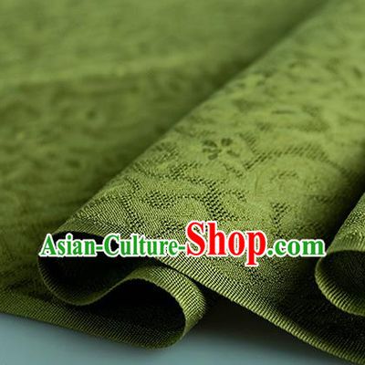 Traditional Chinese Classical Apricot Flowers Pattern Design Olive Green Silk Fabric Ancient Hanfu Dress Silk Cloth