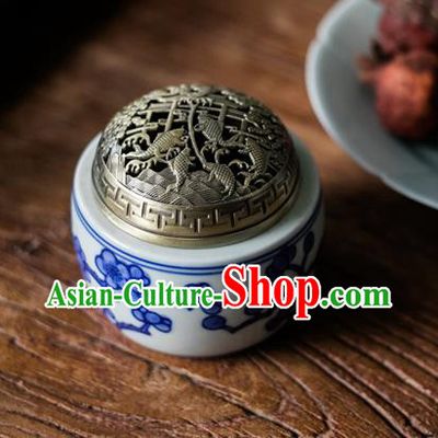 Chinese Classical Handmade Jingdezhen Shi Enamel Censer Porcelain Painting Plum Ceramics Incense Burner