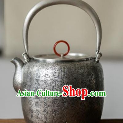 Traditional Chinese Handmade Kung Fu Teapot Silver Carving Teapot