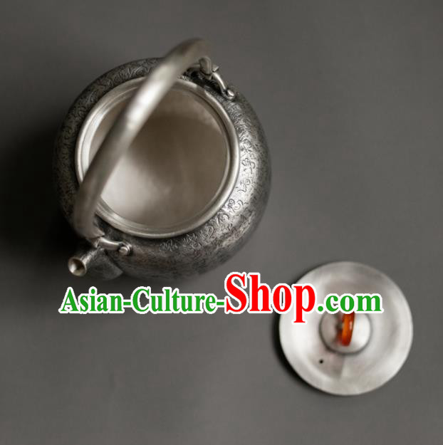 Traditional Chinese Handmade Kung Fu Teapot Silver Carving Teapot Traditional Chinese Handmade Kung Fu Teapot Silver Carving Teapot
