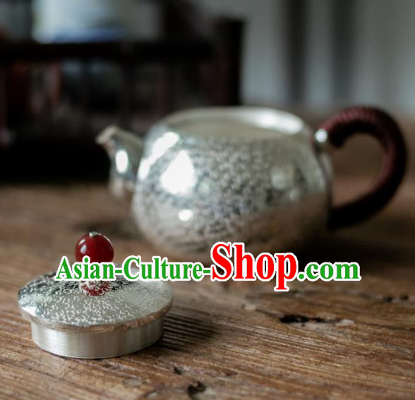 Traditional Chinese Handmade Kung Fu Teapot Silver Agate Tea Kettle Traditional Chinese Handmade Kung Fu Teapot Silver Agate Tea Kettle