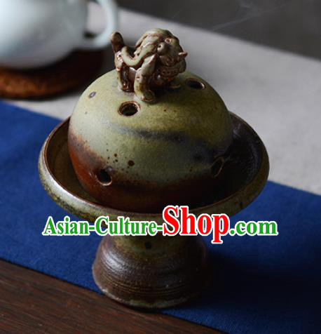 Chinese Classical Handmade Pottery Censer Dark Red Clay Incense Burner Chinese Classical Handmade Pottery Censer Dark Red Clay Incense Burner