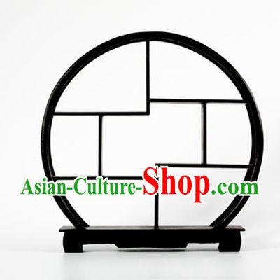 Traditional Chinese Handmade Wings Wood Antique Shelf Round Bogut Frame
