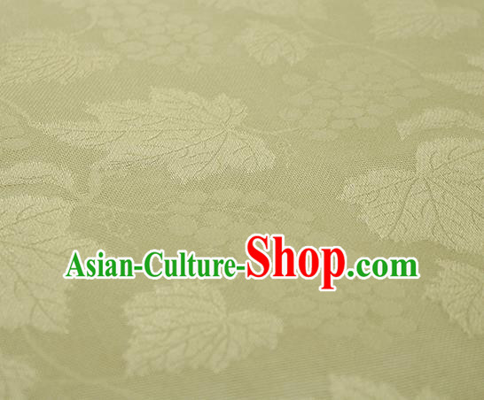 Traditional Chinese Classical Grape Pattern Yellow Silk Fabric Ancient Hanfu Silk Cloth