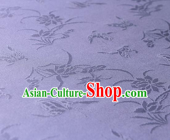 Traditional Chinese Classical Butterfly Lotus Pattern Lilac Silk Fabric Ancient Hanfu Silk Cloth Traditional Chinese Classical Butterfly Lotus Pattern Lilac Silk Fabric Ancient Hanfu Silk Cloth