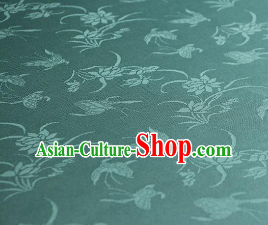 Traditional Chinese Classical Butterfly Lotus Pattern Green Silk Fabric Ancient Hanfu Silk Cloth Traditional Chinese Classical Butterfly Lotus Pattern Green Silk Fabric Ancient Hanfu Silk Cloth