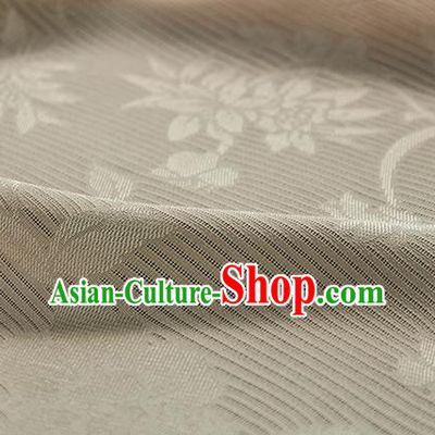 Traditional Chinese Classical Flowers Pattern Beige Silk Fabric Ancient Hanfu Silk Cloth