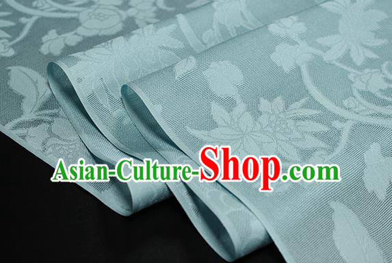 Traditional Chinese Classical Autumn Flowers Pattern Blue Silk Fabric Ancient Hanfu Dress Silk Cloth Traditional Chinese Classical Autumn Flowers Pattern Blue Silk Fabric Ancient Hanfu Dress Silk Cloth