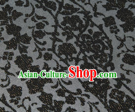 Traditional Chinese Classical Twine Flowers Pattern Black Silk Fabric Ancient Hanfu Dress Silk Cloth Traditional Chinese Classical Twine Flowers Pattern Black Silk Fabric Ancient Hanfu Dress Silk Cloth
