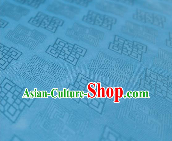 Traditional Chinese Classical Rhombus Pattern Blue Silk Fabric Ancient Hanfu Dress Silk Cloth Traditional Chinese Classical Rhombus Pattern Blue Silk Fabric Ancient Hanfu Dress Silk Cloth