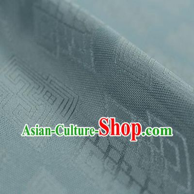 Traditional Chinese Classical Rhombus Pattern Blue Grey Silk Fabric Ancient Hanfu Dress Silk Cloth