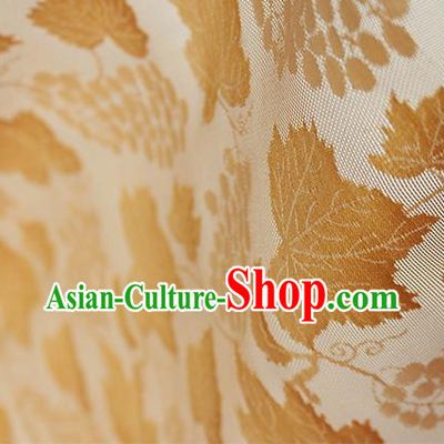 Traditional Chinese Classical Twine Grape Pattern Yellow Silk Fabric Ancient Hanfu Dress Silk Cloth