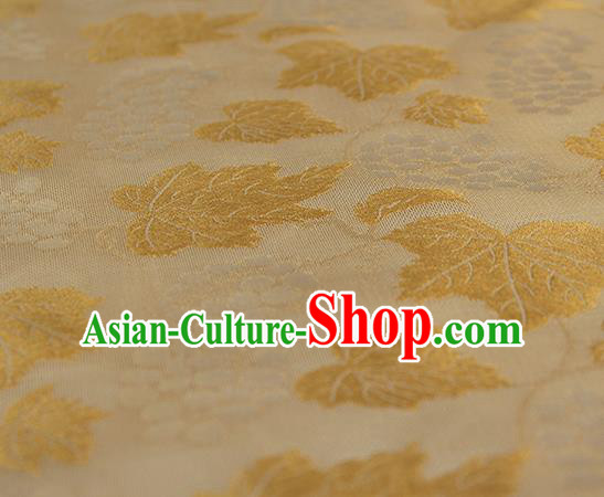 Traditional Chinese Classical Twine Grape Pattern Yellow Silk Fabric Ancient Hanfu Dress Silk Cloth Traditional Chinese Classical Twine Grape Pattern Yellow Silk Fabric Ancient Hanfu Dress Silk Cloth