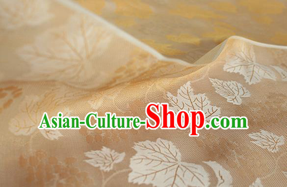 Traditional Chinese Classical Twine Grape Pattern Yellow Silk Fabric Ancient Hanfu Dress Silk Cloth Traditional Chinese Classical Twine Grape Pattern Yellow Silk Fabric Ancient Hanfu Dress Silk Cloth