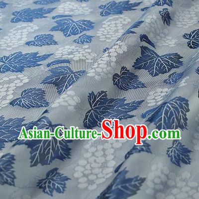 Traditional Chinese Classical Twine Grape Pattern Blue Silk Fabric Ancient Hanfu Dress Silk Cloth