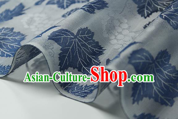 Traditional Chinese Classical Twine Grape Pattern Blue Silk Fabric Ancient Hanfu Dress Silk Cloth Traditional Chinese Classical Twine Grape Pattern Blue Silk Fabric Ancient Hanfu Dress Silk Cloth