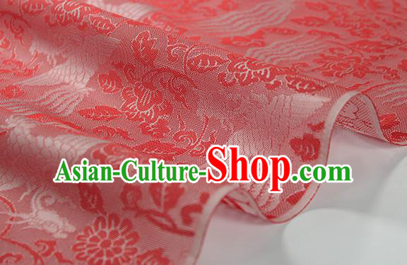 Traditional Chinese Classical Phoenix Peony Pattern Red Silk Fabric Ancient Hanfu Dress Silk Cloth Traditional Chinese Classical Phoenix Peony Pattern Red Silk Fabric Ancient Hanfu Dress Silk Cloth