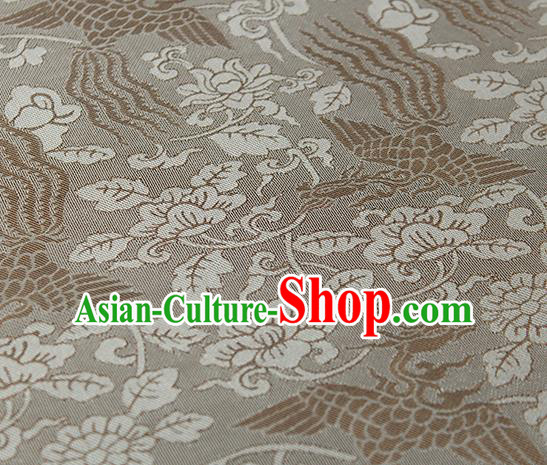 Traditional Chinese Classical Phoenix Peony Pattern Khaki Silk Fabric Ancient Hanfu Dress Silk Cloth Traditional Chinese Classical Phoenix Peony Pattern Khaki Silk Fabric Ancient Hanfu Dress Silk Cloth