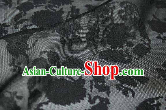 Traditional Chinese Classical Peony Pattern Black Silk Fabric Ancient Hanfu Dress Silk Cloth Traditional Chinese Classical Peony Pattern Black Silk Fabric Ancient Hanfu Dress Silk Cloth