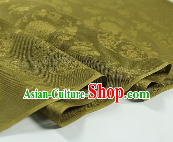 Traditional Chinese Classical Peony Pattern Olive Green Silk Fabric Ancient Hanfu Dress Silk Cloth Traditional Chinese Classical Peony Pattern Olive Green Silk Fabric Ancient Hanfu Dress Silk Cloth
