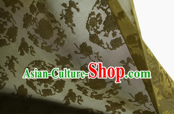 Traditional Chinese Classical Peony Pattern Olive Green Silk Fabric Ancient Hanfu Dress Silk Cloth Traditional Chinese Classical Peony Pattern Olive Green Silk Fabric Ancient Hanfu Dress Silk Cloth