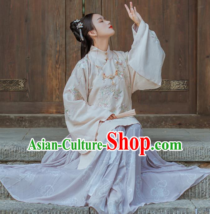Traditional Chinese Ming Dynasty Nobility Lady Replica Costumes Ancient Royal Princess Purple Hanfu Dress for Women