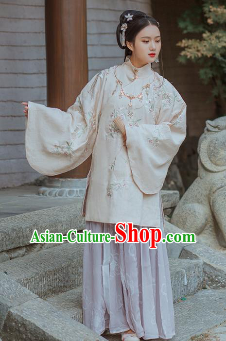 Traditional Chinese Ming Dynasty Nobility Lady Replica Costumes Ancient Royal Princess Purple Hanfu Dress for Women
