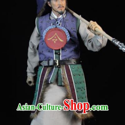 Chinese Ancient Soldier Clothing Traditional Ming Dynasty Herald Costumes and Hat Complete Set for Men