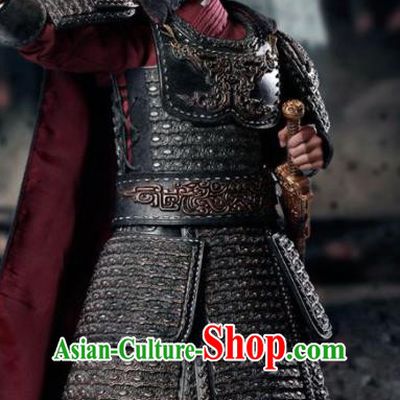 Chinese Ancient Cosplay General Yin Ji Armor and Helmet Traditional Qin Dynasty Supreme Commander Costumes Complete Set for Men