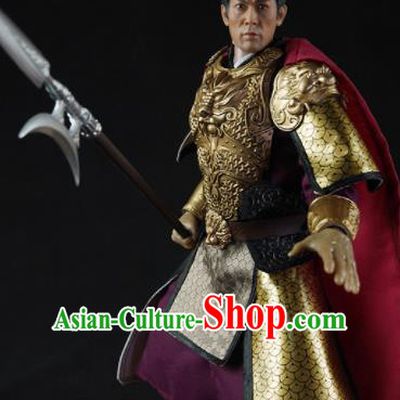 Chinese Ancient Cosplay General Lv Bu Armor and Helmet Traditional Han Dynasty Supreme Commander Costumes Complete Set for Men
