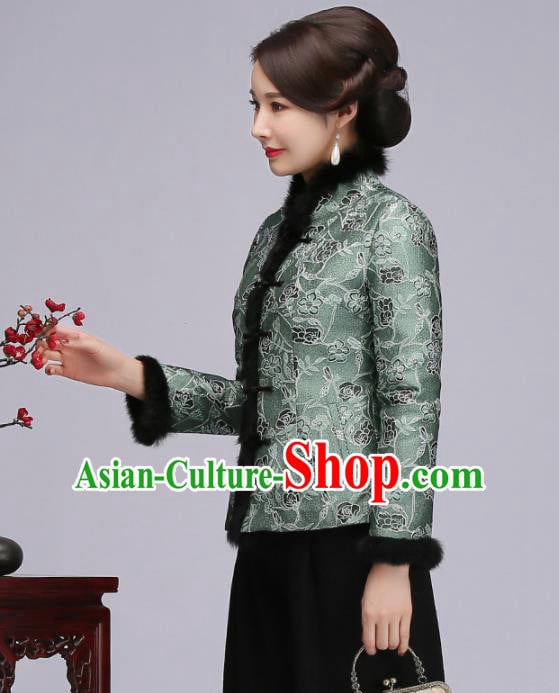 Chinese Traditional Tang Suit Green Jacket Classical National Upper Outer Garment for Women Chinese Traditional Tang Suit Green Jacket Classical National Upper Outer Garment for Women