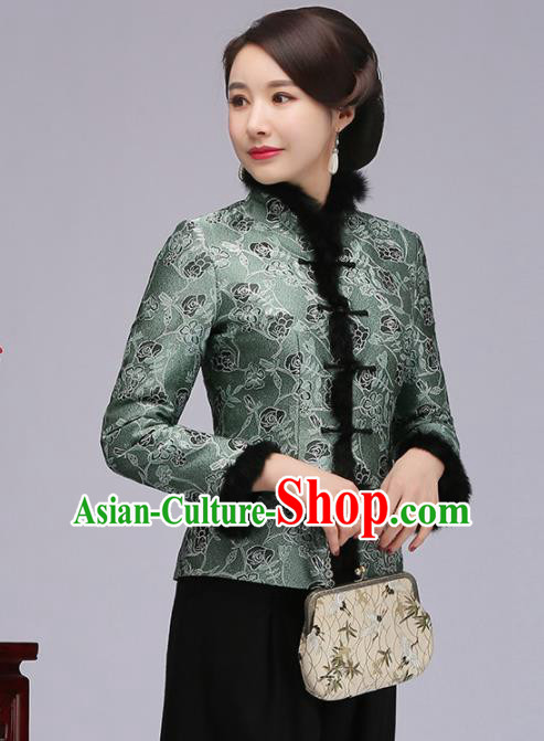 Chinese Traditional Tang Suit Green Jacket Classical National Upper Outer Garment for Women Chinese Traditional Tang Suit Green Jacket Classical National Upper Outer Garment for Women