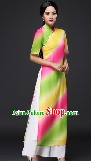 Chinese Traditional Classical Dance Cheongsam National Costume Tang Suit Qipao Dress for Women Chinese Traditional Classical Dance Cheongsam National Costume Tang Suit Qipao Dress for Women