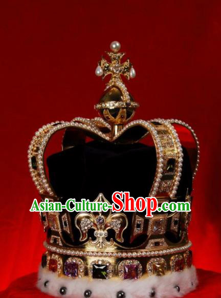 Top Grade Handmade Royal Crown Baroque Queen Hair Accessories for Women Top Grade Handmade Royal Crown Baroque Queen Hair Accessories for Women