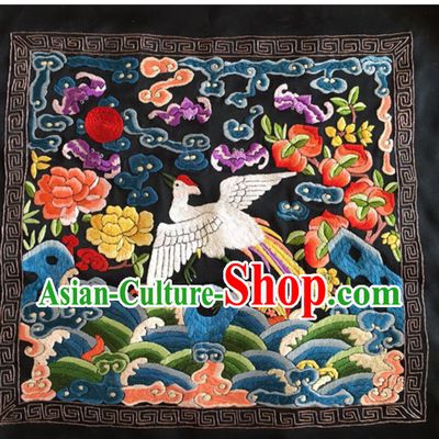 Traditional Qing Dynasty Style Officer Bu Zi Crane Handmade Decoration Embroidery Arts