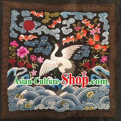 Traditional Qing Dynasty Style Officer Bu Zi Crane Handmade Decoration Embroidery Arts