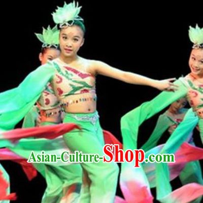 Traditional Chinese Classical Dance Green Costume Water Sleeve Dance Stage Show Dress for Women