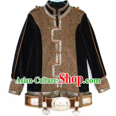 Chinese Traditional Mongol Nationality Costume Mongolian Ethnic Jacket for Men