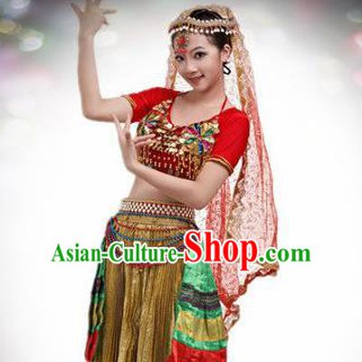 Indian Dance Costume India Traditional Stage Show Dance Red Dress for Women