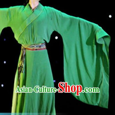 Traditional Chinese Classical Dance Li Bai Green Costumes Dance Competition Stage Show Clothing for Men