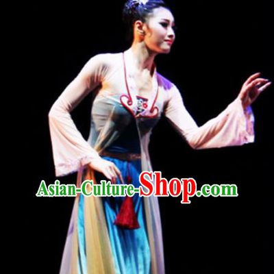Traditional Chinese Classical Dance Competition Costumes Fan Dance Group Dance Stage Show Dress for Women