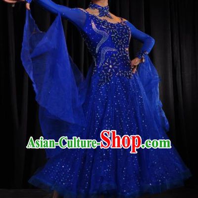 Professional Modern Dance Costume Ballroom Dance Waltz Stage Show Royalblue Dress for Women