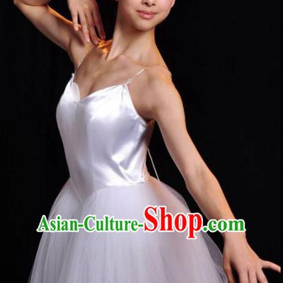 Professional Modern Dance Costume Ballroom Dance Ballet Stage Show White Veil Dress for Women
